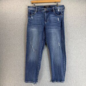 Liverpool The Crop Straight Jeans Denim Distressed Medium Wash Womens Size 12 31